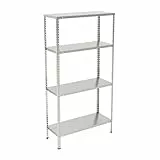 Relaxdays Metallregal verzinkt, 4 Böden, bis 160 kg, Schwerlastregal Stahl, Lagerregal Keller, HBT: 150x75x30 cm, Silber