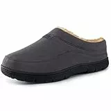 HomeTop Herren Mokassin Hausschuhe Weiche Warme Rutschfeste Memory Schaumstoff Innen Pantoffeln mit flauschigem Futter Grau,46-47 EU
