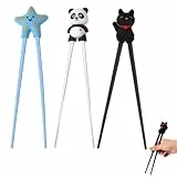 MOLZINY 3 Paar Stäbchen zum essen Essstäbchen Hilfe Als Halterung für Anfänger Stäbchen Zum Essen Panda Design Cat Paw Chopsticks Kinder Stäbchenkopf Abnehmbar Lernset In Niedlichen Design