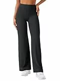 ZAAYO Nahtlose Straight Leggings Damen Hohe Taille Flared Leggings Yoga Hosen Sport Yoga Legging Damen 31.5' Gym Yoga Pants Schlaghose Schwarz S