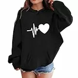 XINYUNZU Mädchen Jungen Hoodie Lässige Kapuzenpullover Casual Sweatshirt Kuschelhoodie Langarm Oberteile Mit Taschen Kinder Pullover Top für 1-14 Jahre Alt Schwarz 13 Jahre