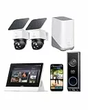 eufy Security SoloCam 2-Kamera-Set mit Smart Display mit Video türklingel E340, Überwachungskamera aussen solar, 360°-Überwachung, Keine Toten Winkel, Überwachungskamera aussen mit 2,4-GHz-WLAN