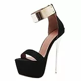 Holibanna Damen Sandalen Super High Heel Pumps Runde Zehen 16Cm Hochhackige Plateauschuhe