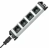 Kopp Powerversal Steckdosenleiste 4-fach, Quick-Plug-System Eingang/Ausgang, Wieland-Eingang, kaskadierbar, um 90° gedrehte Anschlüsse, 65mm Topfabstand, anschraubbar, IP20, silberschwarz (ohne Kabel)