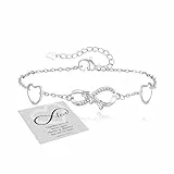 GEMAURA Silber 925 Damen Infinity Armband Mit Zirkonia, Verstellbares Gold Herz Unendlichkeitszeichen, Freundschaftsarmbänder Schmuck Geschenke Für Frauen