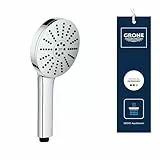 GROHE Vitalio Joy+ 120, wassersparender Duschkopf mit Boost-Funktion für mehr Strahlpower, 8l pro Min (Handbrause mit 3 Strahlarten inkl. AquaBooster, Universalanschluss), chrom, 1348640000