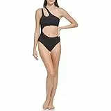 Calvin Klein Damen Cutout Cheeky One Piece Swimsuit Badeanzug, Schwarz Kunstleder, XL