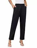 GRACE KARIN Damenhose mit hoher Taille, Business-Hose, leger, elegante Bündchen, Arbeit, Büro, Hose mit Taschen, Schwarz, X-Groß