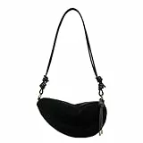 HAUTFENM Schultertasche Damen Faux Wildleder -Party -Taschen Für Frauen Hobo Umhängetasche Single Crossbody Sac Aberarm Dumpling Sweet Nierentaschen 2025 Neu-schwarz