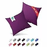 Buymax® Kissenbezug 80x80 cm (2er-Set) 100% Jersey Baumwolle - Kissenbezüge für Kissen 80 x 80 cm - Aubergine - Kopfkissenbezug mit Reißverschluss - Kissenhülle - Oeko-Tex Zertifiziert