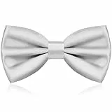 URAQT Fliege Herren, Klassische Einfarbig Fliegen für Männer, Schmale Smoking Fliege Schleife mit Haken, Einstellbar Bow Tie für Hochzeit Party(Hellgraue)