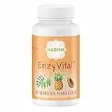 MADENA EnzyVital Enzym Komplex zur Unterstützung der Verdauung, 90 Kapseln mit hochdosiertem Bromelain, Papain, Lipase, Amylase, Lactase, Rutin & Calcium, vegan