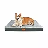 Gzvxuny Orthopädisches Hundebett Grosse Hunde, Wasserdichtem Hundekissen mit Abnehmbarem Waschbar Bezug und Eierförmiger Schaumfüllung, Atmungsaktivem Hundematte Hundematratze, Grau M(76x50x8cm)