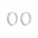 WOVEE 1 Paar kleine Ohrringe Creolen 8mm Silber Stecker Weißer Zirkonia