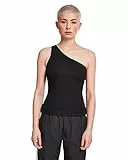 Urban Classics Damen Sport Tank Top Ladies Asymmetric, Schwarz (Black 00007), X-Small (Herstellergröße: XS)
