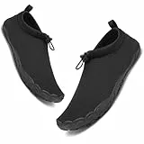 Mishansha Herren Badeschuhe Damen Atmungsaktiv Wasserschuhe Schnelltrocken Barfuß Aquaschuhe Graphit Schwarz Gr.38