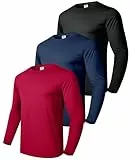 Boyzn Herren 3er-Pack Baumwoll-Langarm-T-Shirt, Leichtes Freizeit-T-Shirt, Atmungsaktives Langarm-Sweatshirt, Gym Running Shirt 3P-Black/Navy/Red-L
