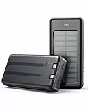 Solar Powerbank 27000mAh, Power Bank mit 2 Kabeln, 22,5W Schnelllade Powerbank Tragbares Ladegerät geeignet für Smartphones