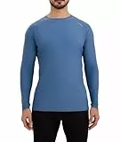 SURFEASY Rashguard Herren Langarm UPF 50+ Schwimmshirts Atmungsaktiv Surfen Angeln Wandern UV-Schutz Langarmshirt (Grau Blau, 3XL)