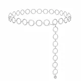 WERFORU Damen Gürtel Mode Taillengürtel O-Ring Kettengürtel Verstellbare Taillenkette Hüftkette für Kleider Silber