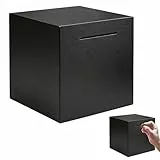 PEEXTBB Spardose Edelstahl Erwachsene, 15 x 15 x 15 cm Sparschwein aus Metall, Münzen und Scheine Money Box Sparbox, Spardose Nicht Zum Öffnen, Sparbox für Erwachsenegeschenk, Schwarz