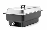 HENDI Chafing Dish Tellano, Speisenwärmer, Buffetwärmer, Wärmebehälter, 9L, 230V/900W, 573x348x(H) 284mm, Edelstahl, Polypropylen, Schwarz