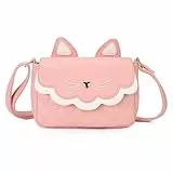 Gladdon Katze Umhängetasche crossbody bag niedliche kleine Messenger Tasche Verstellbarer Schultergurt Geldbörse für Teenager Mädchen Frauen（Rosa）