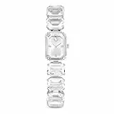 Swarovski Uhr, Weiße, Analoge Armbanduhr mit Armband im Oktagon-Schliff, Edelstahl-Finish und Edler Kristall-Lünette, Armbandlänge: 12.5-19 cm, Armbandbreite: 1.4 cm