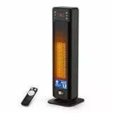 aeco EcoHeat Boost 58cm Energiesparend Heizlüfter mit Fernbedienung, 2000W LED ECO-Modus, 24H Timer, 4 Modus leise Keramik Thermostat Heizung 75° Oszillation Überhitzungs-Kippschutz heizstrahler
