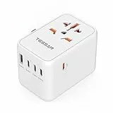 TESSAN Reiseadapter Weltweit 65W Ladegerät, TESSAN Universal Reisestecker mit 1 USB, 3 USB C und 1 PD Schnellladung, Internationaler Steckdosenadapter für Deutschland USA England Thailand Adapter