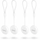 Hama Schlüsselfinder f. Android Mein Gerät Finden-App, 2 St. (Key Finder Bluetooth, Alarm, Handy Schlüsselfinder f. Schlüssel, Geldbeutel, Gepäck, Haustiere, Android 9.0, tauschbare Batterie) weiß