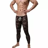Generisch Unterziehhose Herren Dessous Clubwear Transparent Netz Blumenmuster Leggings Sexy Spitze Elastische Hoher Taille Strumpfhose Atmungsaktiv Nachtwäsche Klassisch Leicht Freizeithosen