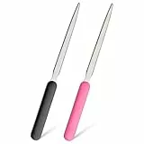 ZEYIYER 2 Stück Brieföffner Edelstahl, Metall Leichter Brieföffner Edel für Büro, Zuhause, Schulbedarf, Briefoeffner(Schwarz,Rosa)