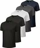 BOOJO 5er Pack Sport T-Shirts Herren Funktionsshirt Sportshirt Kurzarm Shirt Männer Gym Fitness Trikot Trainings T-Shirt Laufshirt für Sommer Fußball Running