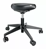 Leitz Ergo Höhenverstellbarer Sitzhocker (46–59 cm) mit Rollen, Bürohocker mit Sitzpolster, Ergonomischer Drehhocker für Zuhause, Büro, Freizeit und Hobby, Ergo-Serie, Schwarz, 65780095