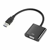 HENGBIRD USB auf VGA Adapter, USB 3.0 zu VGA Konverter für Monitor Projektor und Bildschirm, 1080P Full HD, Spiegeln und Erweitern, Treiber im Chip, 26 cm, Schwarz