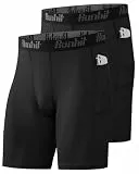 Runhit 1/2 Pack Herren Kompressionsshorts - Base Layer Schnelltrocknende Laufshorts Fußball Unterziehhose Atmungsaktive Radlerhose Kompressionshose Kurz mit Handytasche Schwarz*2 2XL