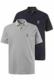 JP 1880 Herren große Größen Menswear L-8XL bis 7XL, Poloshirts, 2er-Pack, Piqué, Seitenschlitze, Regular Fit, dunkel Marine 4XL 704317730-4XL