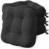 Codi Sitzkissen 40x40×8 cm 4er Set, Extra Dicke, Bequeme Stuhlkissen mit wasserabweisendem Bezug – Waschbare, rutschfeste Memory Foam Sitzauflagen für Stuhl, Outdoor und Gartenstuhl, Schwarz