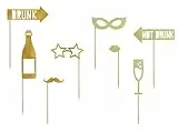 PartyDeco Fotobox Requisiten Let's Celebrate 21-42cm 8er Set Foto Zubehör Accessoires Utensilien Hochzeit