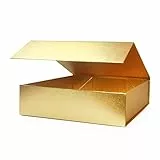 Magnetische Geschenkboxen mit Deckel, 320x240x90 mm große Geschenkboxen für Geschenke, Gold Luxus Box aus faltbarem Karton mit magnetischem Verschluss (1 Stück)