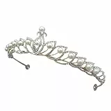 FRCOLOR Braut Hochzeit Krone Stirnband mit Perlen und Funkelnden Strasssteinen Leichter Legierungs Haarschmuck für Hochzeiten Partys und Festliche Anlässe Passend für Damen Aller