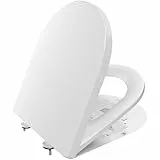 CECIPA Toilettendeckel mit Absenkautomatik, WC Sitz D Form, Klodeckel Weiß, Klobrille Quick Release, WC Deckel, Familien Toilettensitz, Klositz Soft Close,Quick Release Toilettenbrille Absenkautomatik