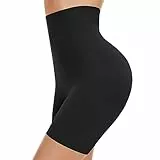 SIMIYA Bauchweg Unterhose Damen Hohe Taille Shapewear Nahtlose Miederhose mit Bein Figurenformend Miederpant Baumwolle Unterwäsche Hose unter Kleid Kurze Shorts(Schwarz, S)