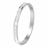 MILAKOO Edelstahl Armreif mit Strasssteinen 6mm Damen Stainless Steel Edelstahl Armschmuck für Party (Silber)