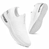 Littleplum Damen Slip On Sneakers Leicht Turnschuhe Bequem Atmungsaktiv Mesh Sneakers Damen Sportschuhe,Weiß,40 EU