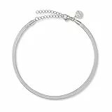 GD GOOD.designs Fußkettchen für Damen - Flache Schlangenkette (3mm) in Silber | Wasserfest & Verstellbar (22-27cm) - Silberne Fußkette aus 316L Edelstahl