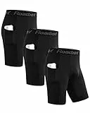 Roadbox 3er Pack Herren Kompressionsshorts, Schnelltrocknendes Baselayer Unterhose Tights Kurz Laufunterwäsche (as3, Alpha, l, Regular, Regular, Tasche:Schwarz, Schwarz, Schwarz)