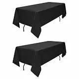 2 Stück Schwarz gebürstete Tischdecke 60x102 Zoll (153x260cm) Faltenfest Stoff Tischdecke für Esszimmer Party Hochzeitstisch Dekoration und Schutz