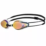 Arena Tracks Mirror Unisex Wettkampf-Schwimmbrille für Erwachsene, Schwimmbrille mit Verspiegelten Antibeschlag-Gläsern, UV-Schutz, 4 Austauschbare Nasenstege, Silikondichtungen